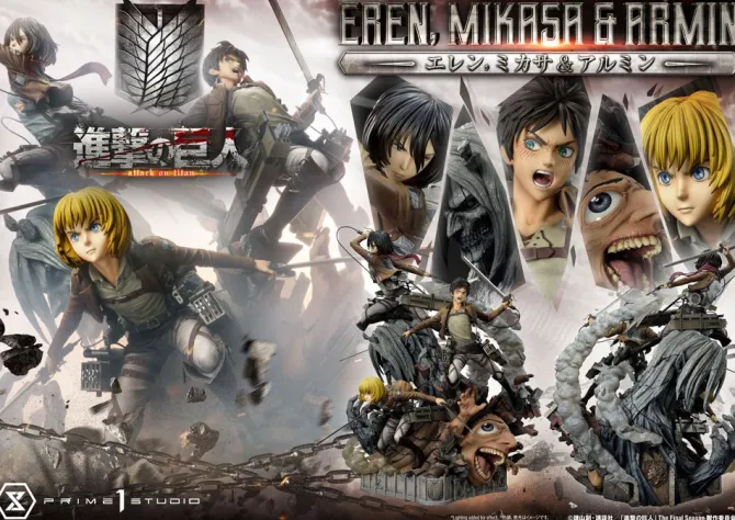Attack on Titan - Eren, Mikasa, & Armin Statue / Ultimate Premium Masterline: Prime 1 Studio