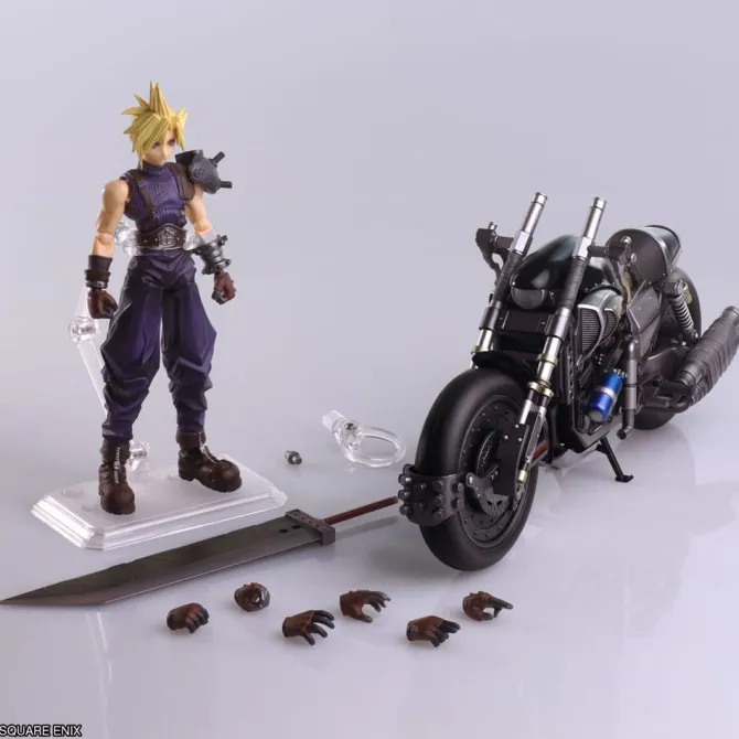 Final Fantasy VII - Cloud Strife & Fahrzeug Hardy-Daytona Actionfigur / Bring Arts: Square-Enix