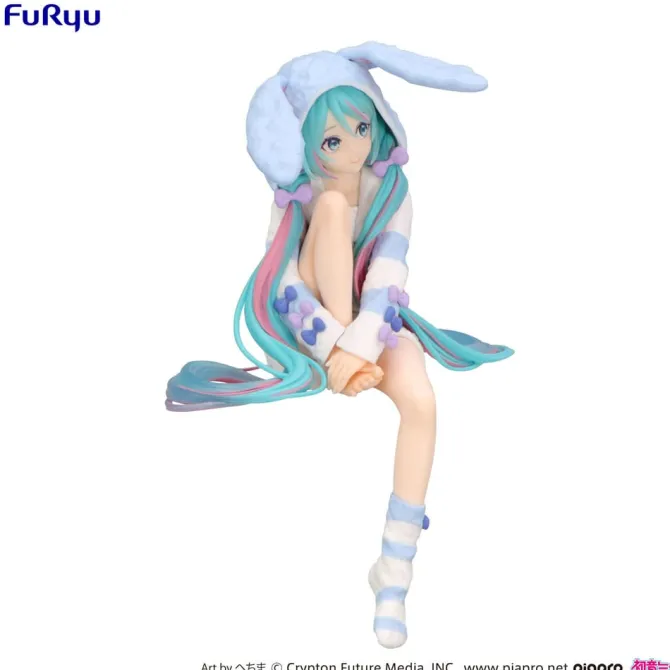 Hatsune Miku - Hatsune Miku Rabbit Ear Hood Statue / Noodle Stopper - Pajama Blue Color Ver.: Furyu