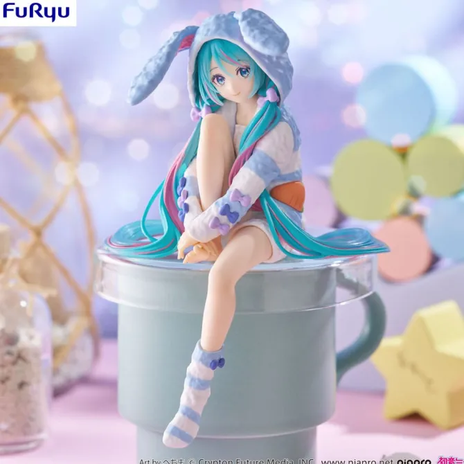 Hatsune Miku - Hatsune Miku Rabbit Ear Hood Statue / Noodle Stopper - Pajama Blue Color Ver.: Furyu