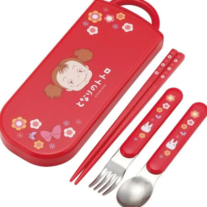 Mein Nachbar Totoro Ghibli - Essstäbchen & Löffel & Gabel Set Mei Red: Skater
