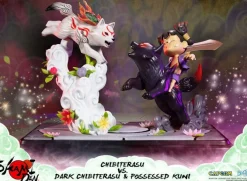 Okamiden - Chibiterasu vs. Dark Chibiterasu & Possessed Kuni Statue: First 4 Figures