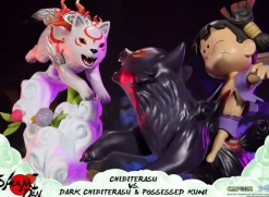 Okamiden - Chibiterasu vs. Dark Chibiterasu & Possessed Kuni Statue: First 4 Figures