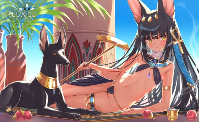 Original Illustration - Short Break of Anubis Statue: Free Will Studio