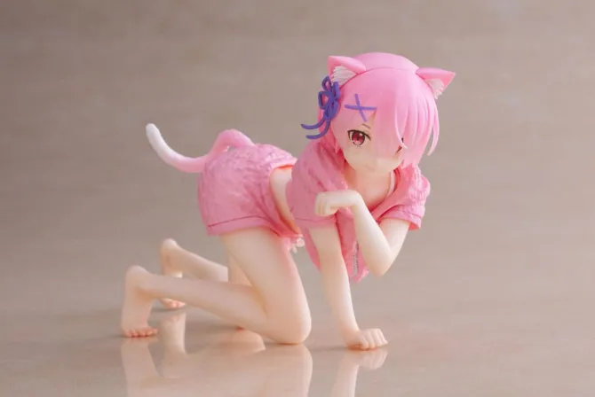 Re:Zero Precious - Ram Figur / Desktop Cute Figure - Cat Roomwear Version.: Taito Prize