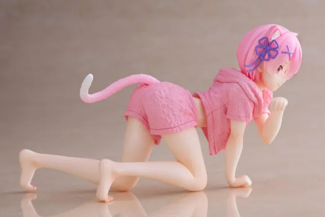 Re:Zero Precious - Ram Figur / Desktop Cute Figure - Cat Roomwear Version.: Taito Prize