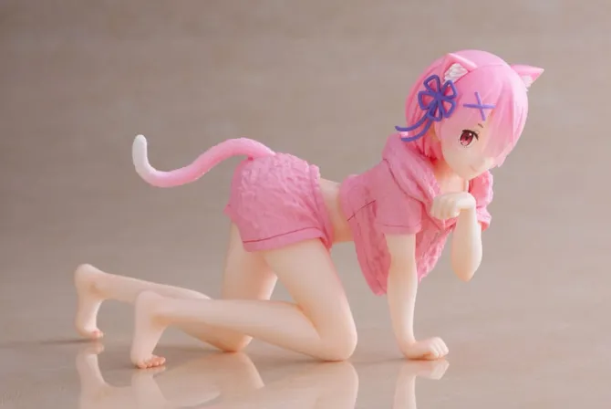 Re:Zero Precious - Ram Figur / Desktop Cute Figure - Cat Roomwear Version.: Taito Prize