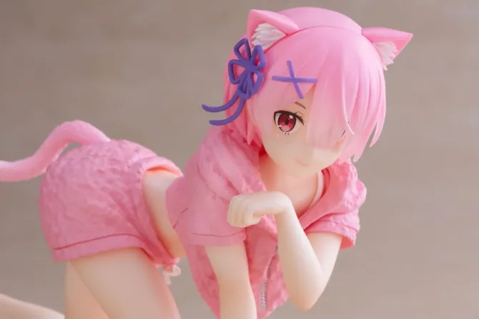 Re:Zero Precious - Ram Figur / Desktop Cute Figure - Cat Roomwear Version.: Taito Prize