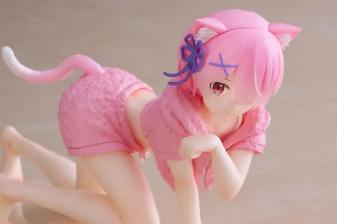 Re:Zero Precious - Ram Figur / Desktop Cute Figure - Cat Roomwear Version.: Taito Prize