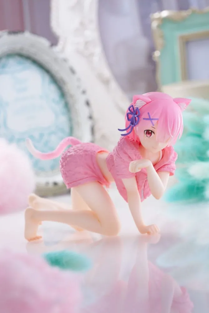 Re:Zero Precious - Ram Figur / Desktop Cute Figure - Cat Roomwear Version.: Taito Prize