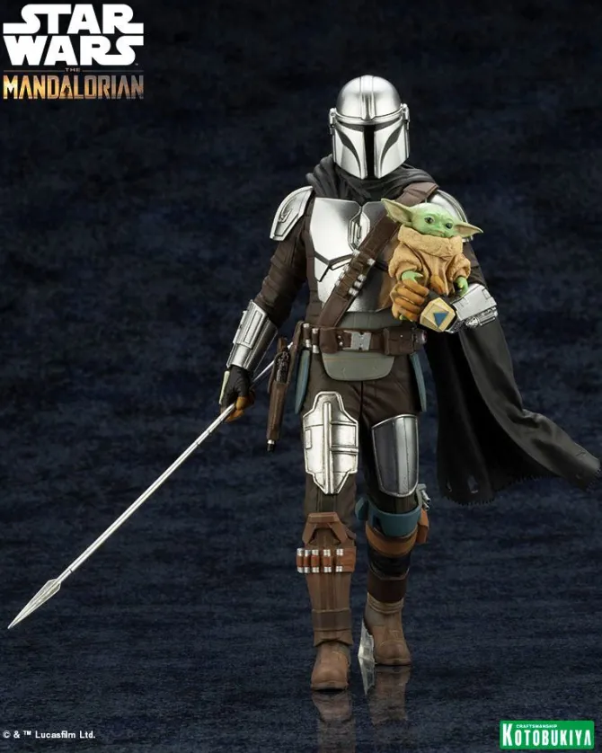 Star Wars The Mandalorian - Mandalorian & The Child Statue / ARTFX - with Beskar Staff: Kotobukiya
