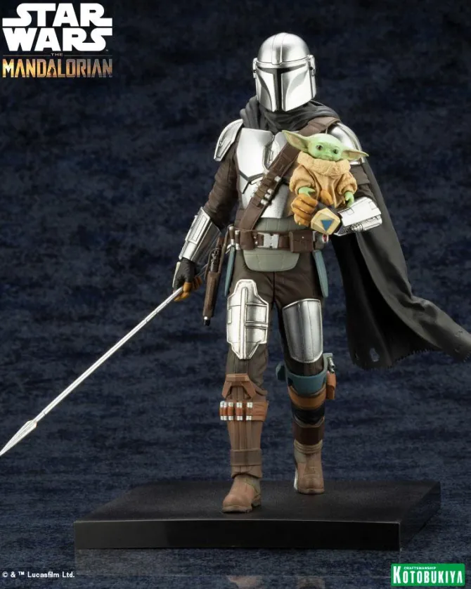 Star Wars The Mandalorian - Mandalorian & The Child Statue / ARTFX - with Beskar Staff: Kotobukiya