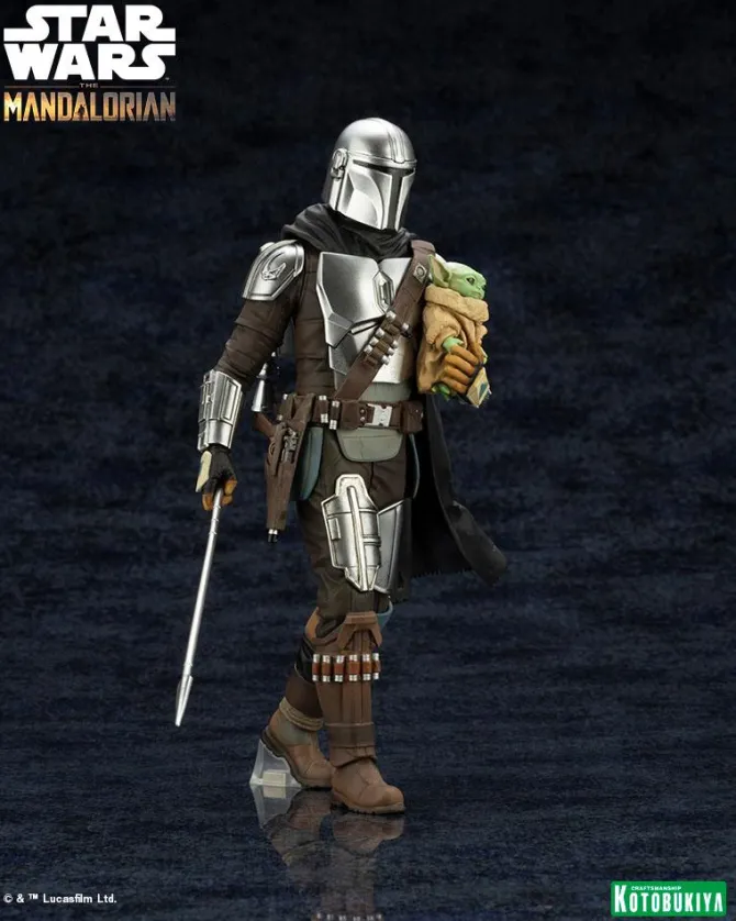 Star Wars The Mandalorian - Mandalorian & The Child Statue / ARTFX - with Beskar Staff: Kotobukiya